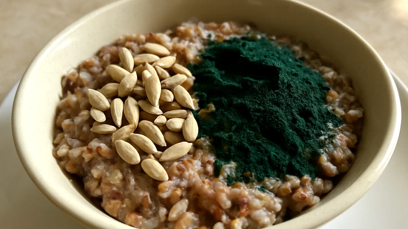Bouillie de sarrasin aux graines de tournesol et spiruline"