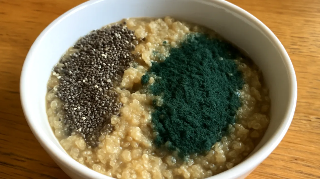 Porridge de quinoa aux graines de chia et spiruline"