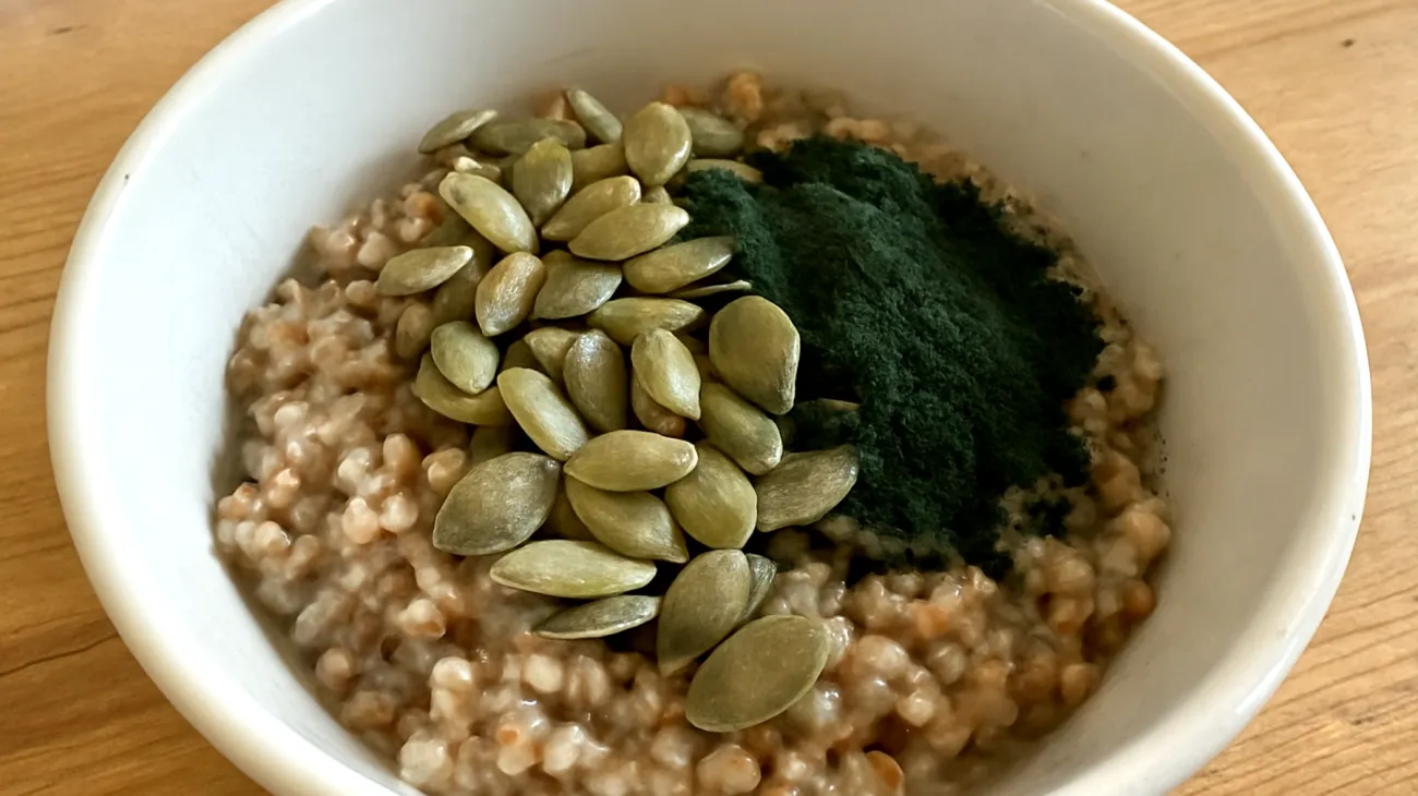 Porridge de sarrasin aux graines de courge et spiruline"
